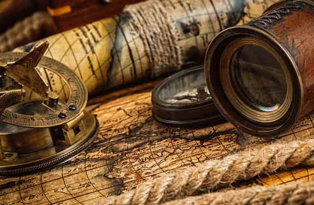 old compass and pirates map